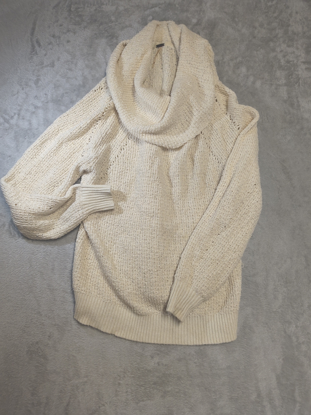 Free People "By Your Side" Cowl Neck Bouclé Loose Knit Sweater